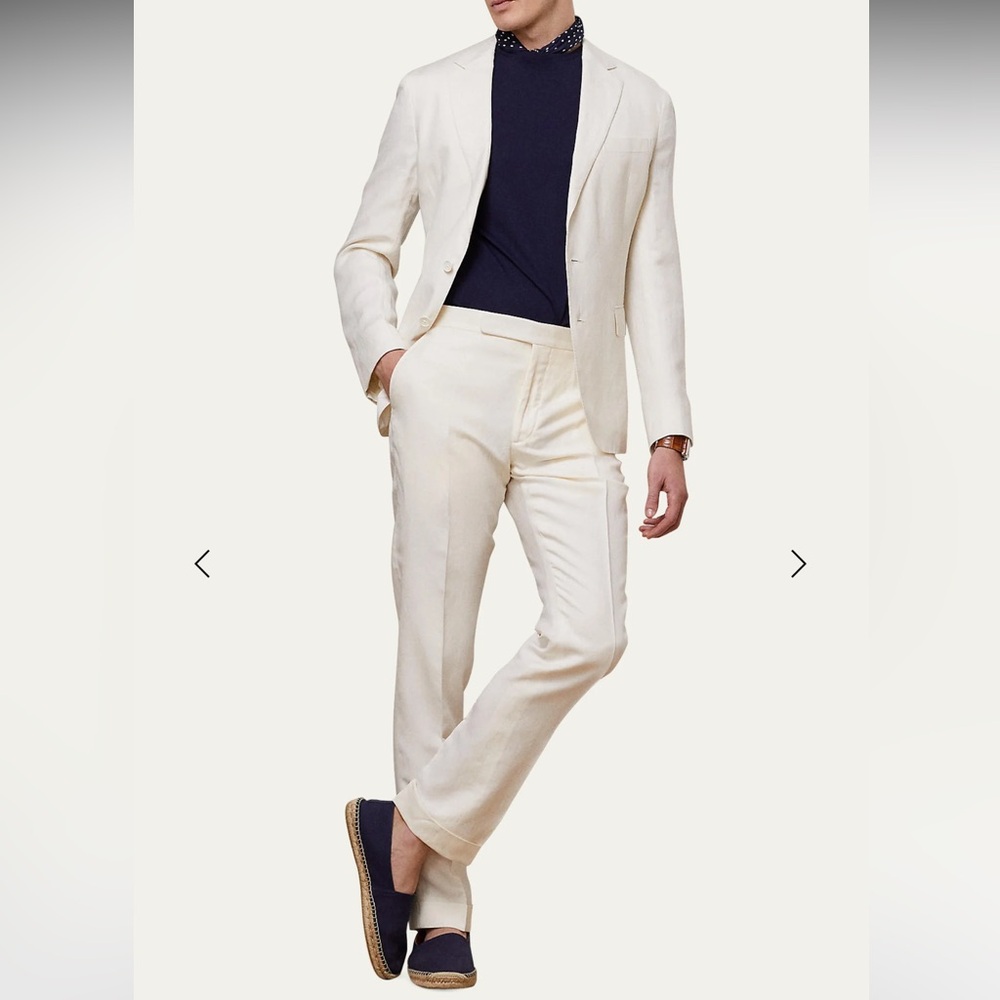 NWT Men’s Ralph Lauren Purple Label Gregory White Silk-Linen Suit Trousers